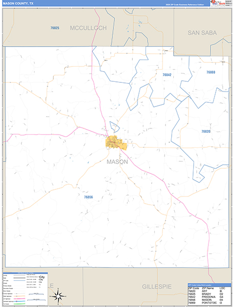 Mason County, TX Zip Code Map