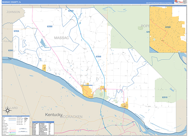Massac County, IL Zip Code Map