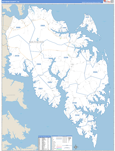 Mathews County, VA Zip Code Map