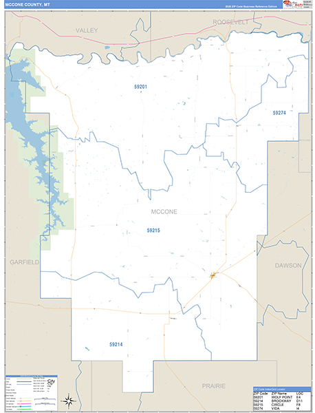 McCone County, MT Carrier Route Wall Map