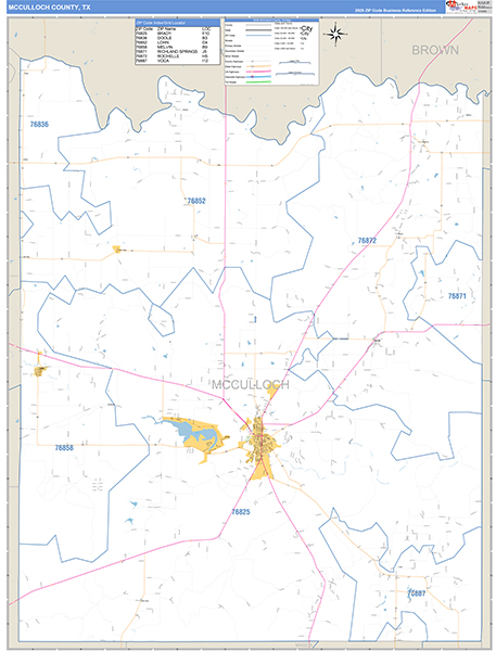 McCulloch County, TX Zip Code Map