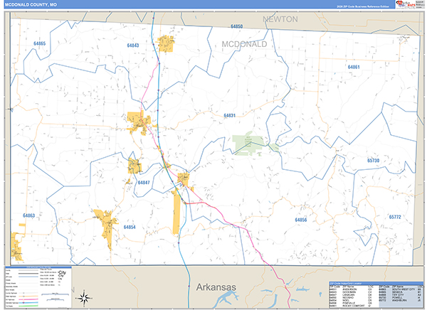 McDonald County, MO Zip Code Map