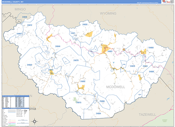 McDowell County, WV Zip Code Map