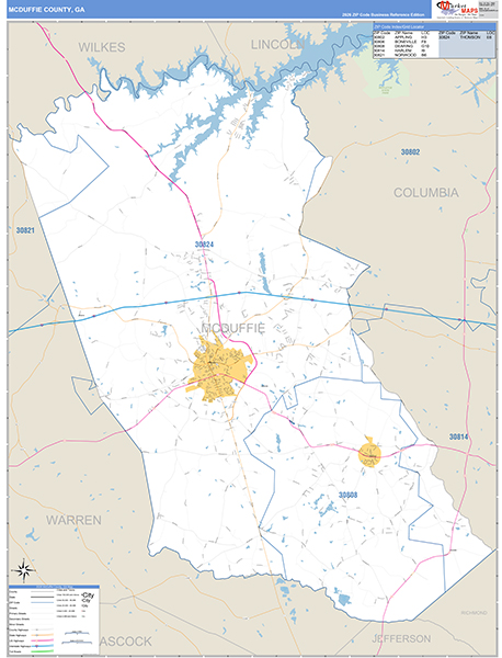 McDuffie County, GA Zip Code Map