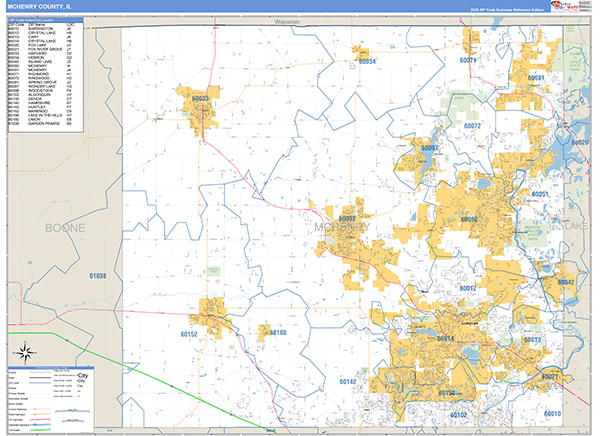 McHenry County, IL Carrier Route Wall Map