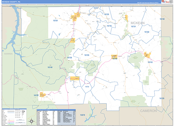 McKean County, PA Zip Code Map