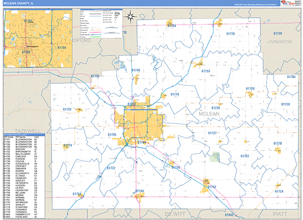 McLean County, IL Zip Code Map