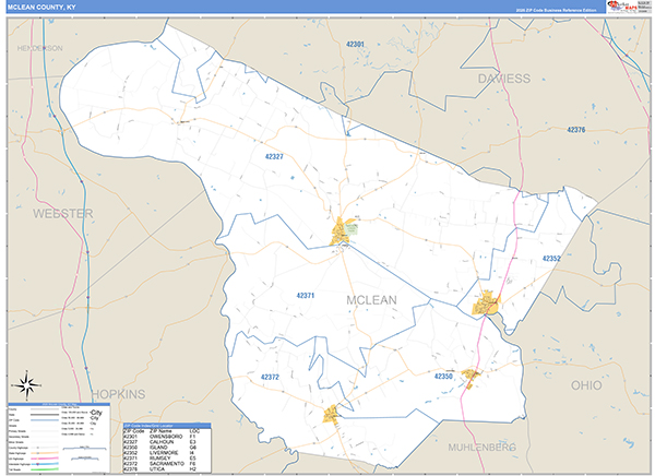 McLean County, KY Zip Code Map