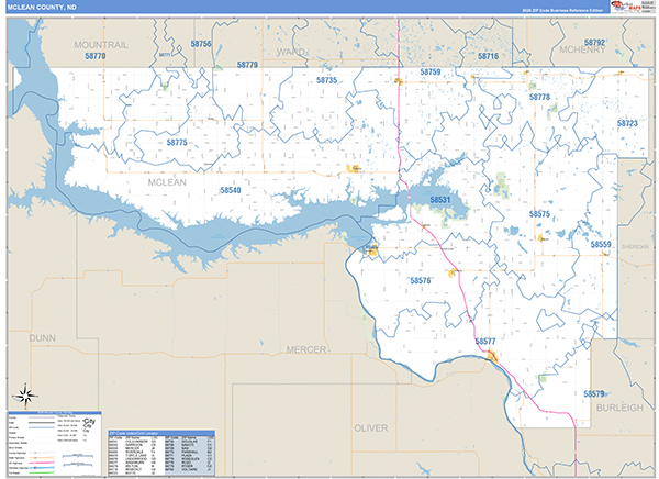 McLean County, ND Zip Code Map