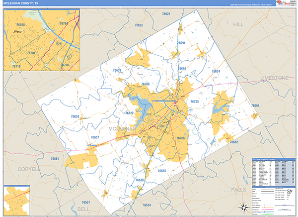McLennan County, TX Zip Code Map