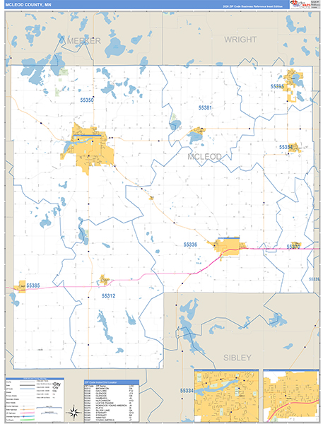 McLeod County, MN Zip Code Map