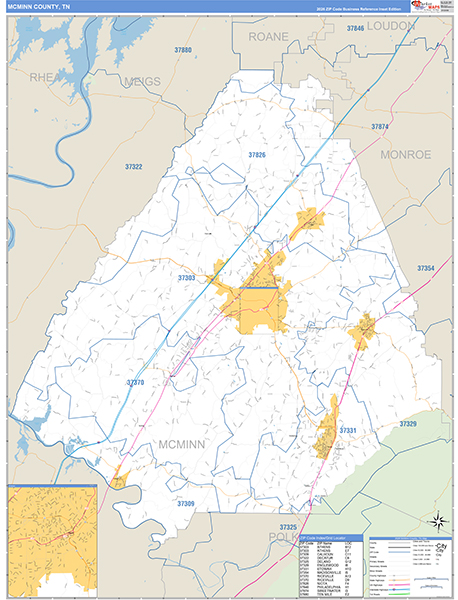 McMinn County, TN Wall Map Basic Style