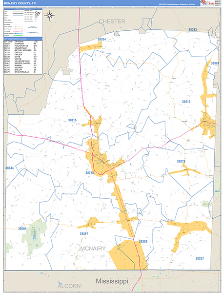 McNairy County, TN Zip Code Map
