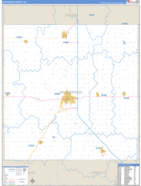 McPherson County, KS Zip Code Map