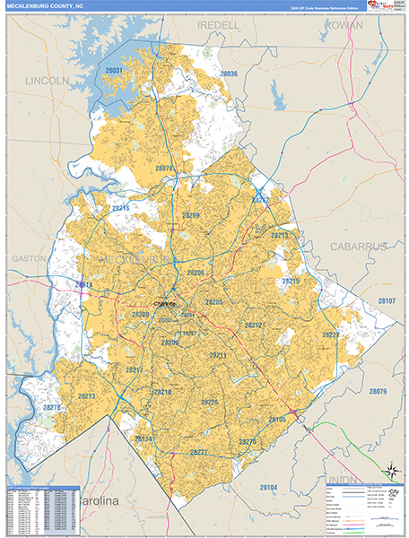 Mecklenburg County, NC Zip Code Map