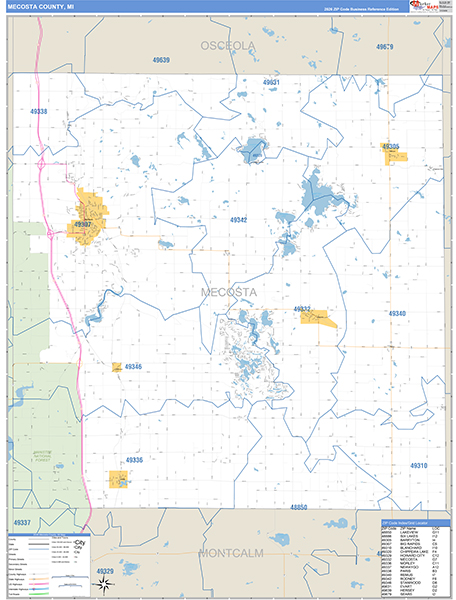 Mecosta County, MI Zip Code Map