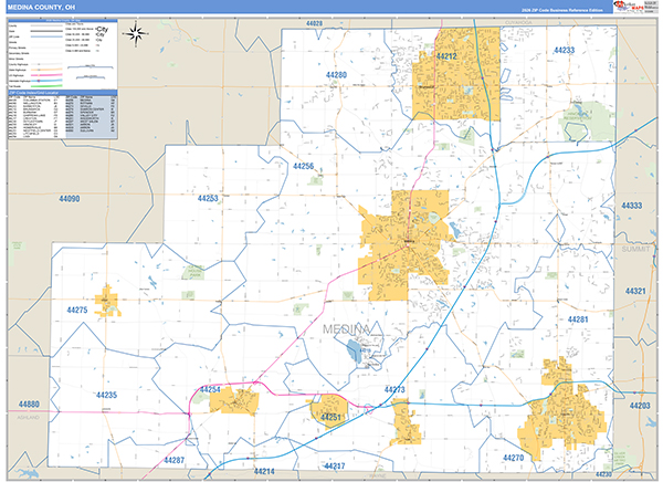 Medina County, OH Carrier Route Wall Map