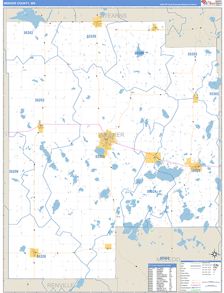 Meeker County, MN Zip Code Map