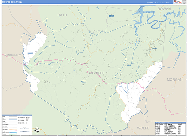 Menifee County, KY Zip Code Map