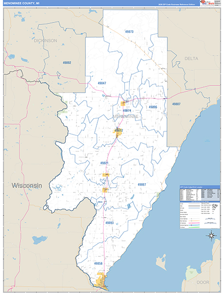Menominee County, MI Zip Code Map