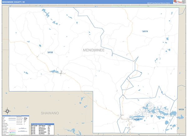Menominee County, WI Zip Code Map