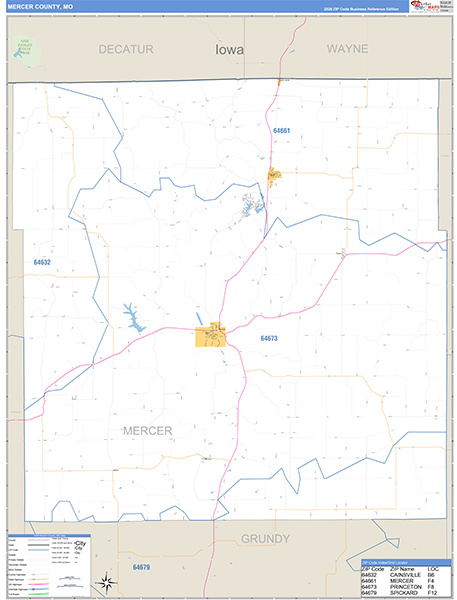 Mercer County, MO Zip Code Map