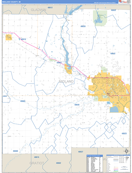Midland County, MI Zip Code Map