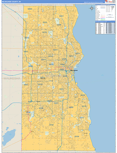 Milwaukee County, WI Zip Code Map