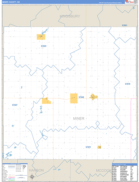 Miner County, SD Zip Code Map