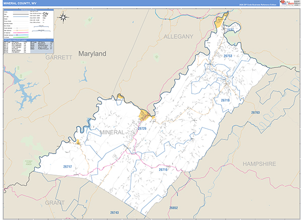 Mineral County, WV Zip Code Map