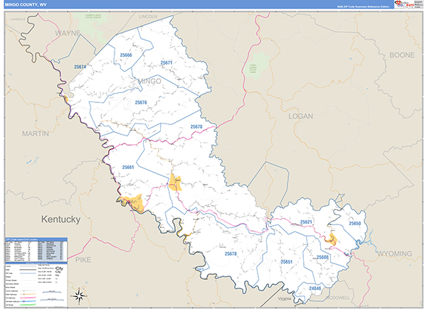 Mingo County, WV Zip Code Map