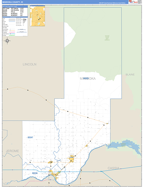 Minidoka County, ID Wall Map Basic Style