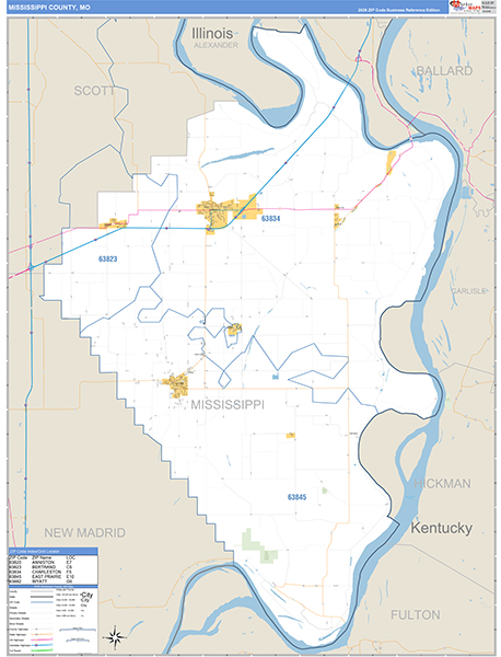 Mississippi County, MO Zip Code Map