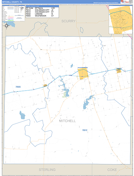 Mitchell County, TX Zip Code Map