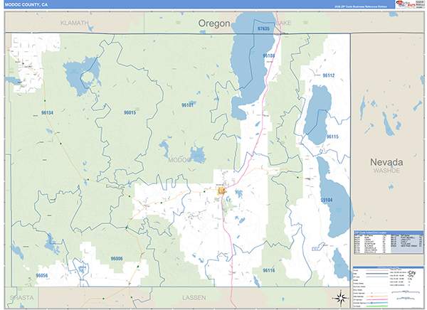 Modoc County, CA Map Basic Style