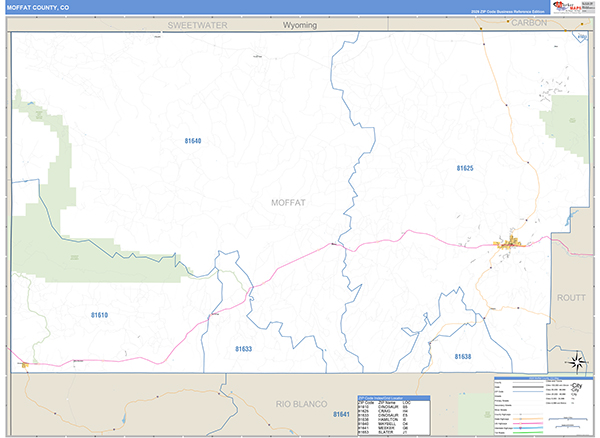 Moffat County, CO Zip Code Map