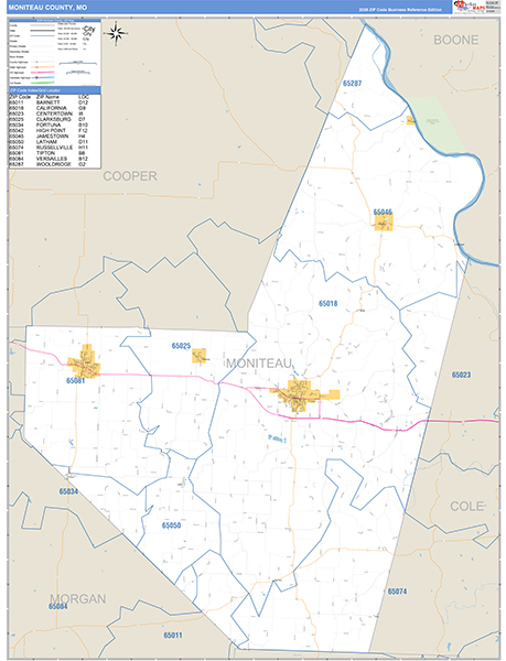 Moniteau County, MO Map Basic Style