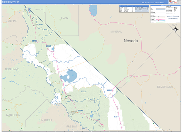 Mono County, CA Map Basic Style