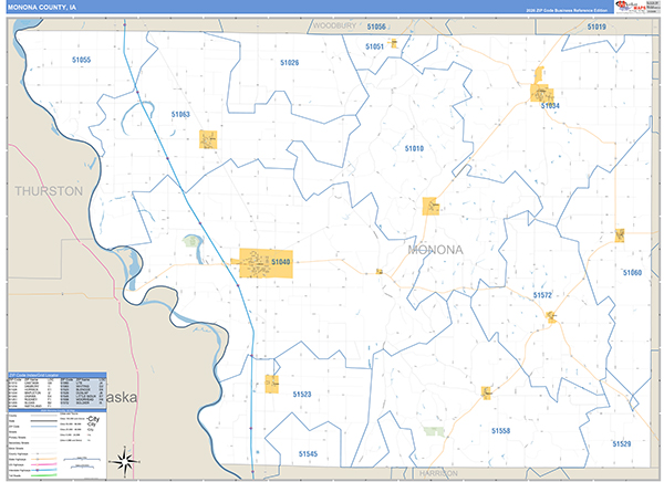 Monona County, IA Zip Code Wall Map