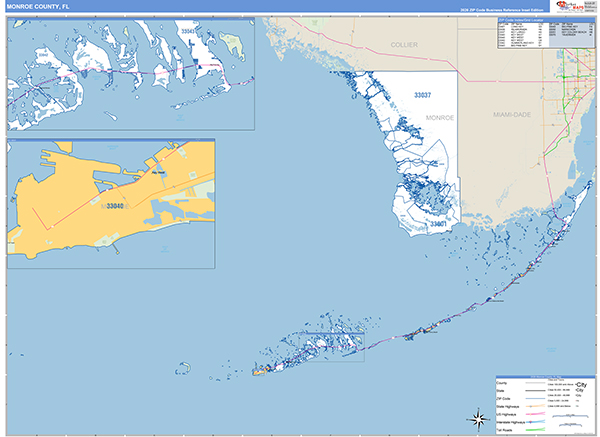 Monroe County, FL Zip Code Map