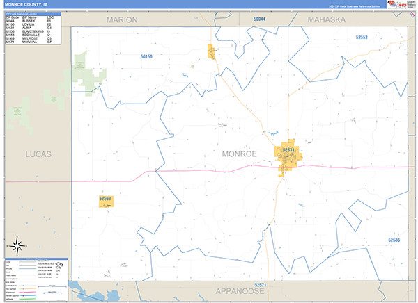Monroe County, IA Zip Code Map