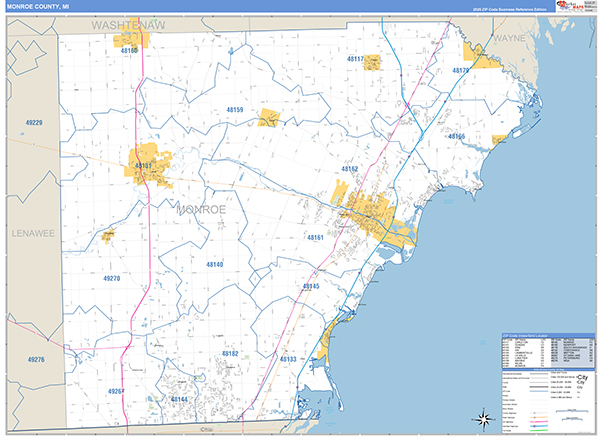 Monroe County, MI Zip Code Map