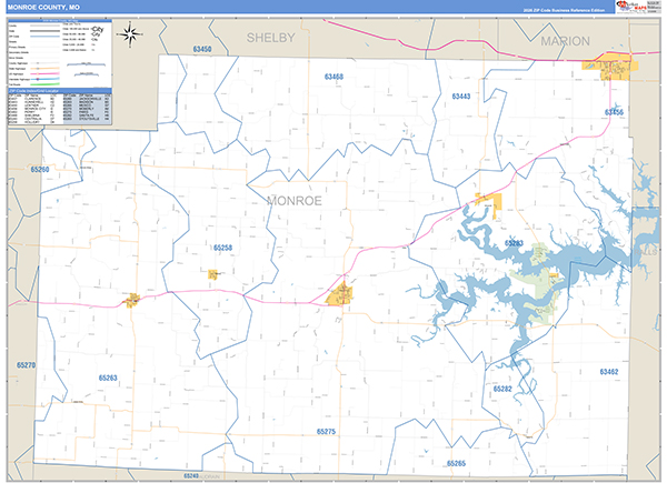 Monroe County, MO Map Basic Style