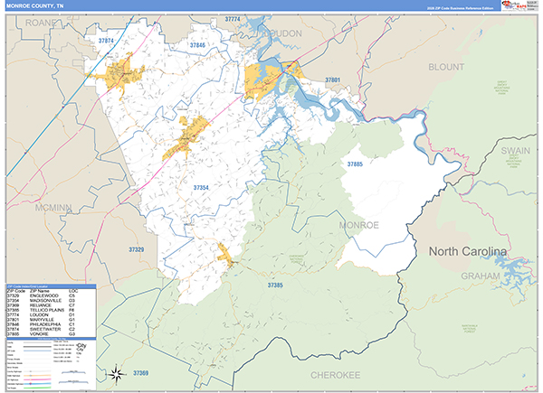Monroe County, TN Zip Code Map