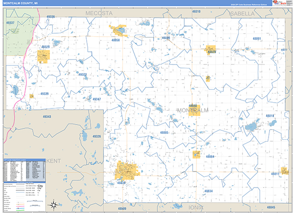 Montcalm County, MI Zip Code Map