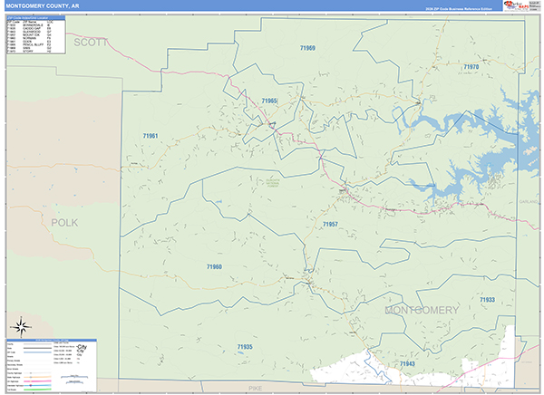 Montgomery County, AR Zip Code Map