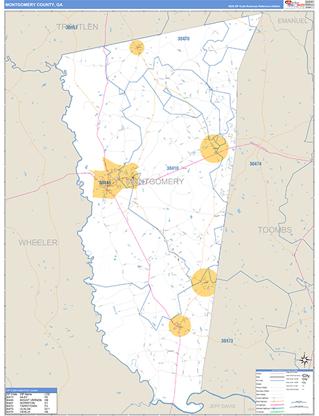 Montgomery County, GA Zip Code Map