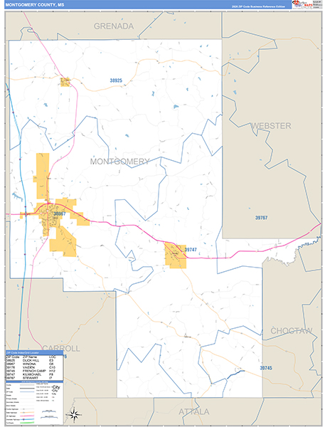 Montgomery County, MS Zip Code Map