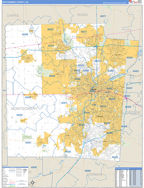Montgomery County, OH Zip Code Map