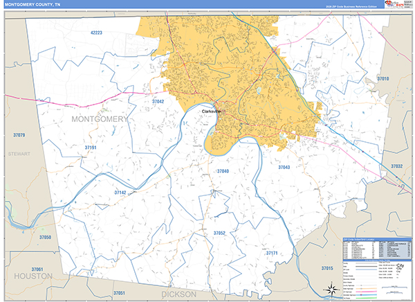 Montgomery County, TN Zip Code Map